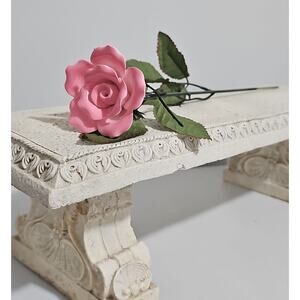 Vintage Pink Porcelain Rose Long Stem Romantic Coquette Vanity Decor Shabby Chic